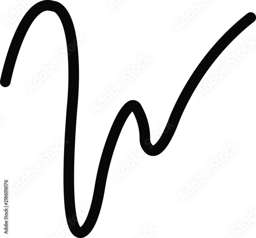 Obraz na płótnie Abstract handwritten letter W signature stroke vector element