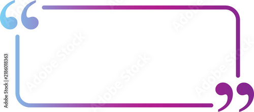 Quote box template with rounded corners and double quotation marks icon in vivid colors. Clean minimalist text isolated transpaeent frame