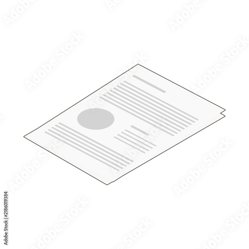 Isometric document paper illustration with photo placeholder on white background