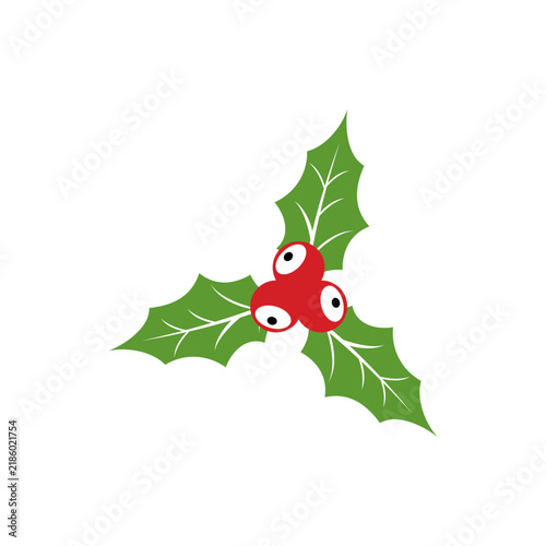 Holly berry icon isolated on white background. Floral collection of colorful elegant plants for seasonal decoration. Vector illustration
