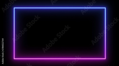 Minimalist black background glowing neon frame with generous copy space for headlines branding and presentations