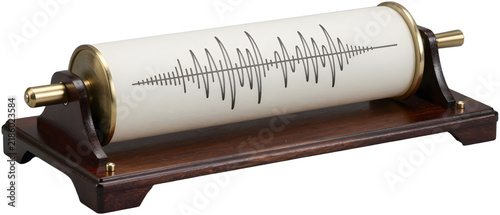 Seismograph drum recording vibration waveform
