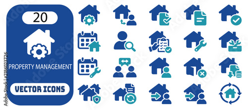 Property Management Vector Icons Set Isolated Transparent Background.