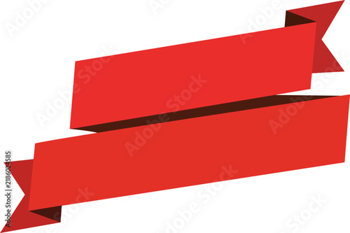 Red Origami Ribbon Banner Vector Set for Sale Discount Tag and Promotion