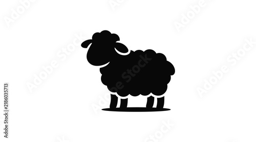Фотография A black sheep silhouette stands on a base presented on transparent background