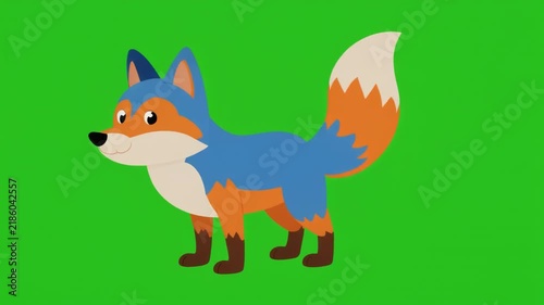 Cute Animated Fox Walking Cycle in Silhouette Against Green Screen Background