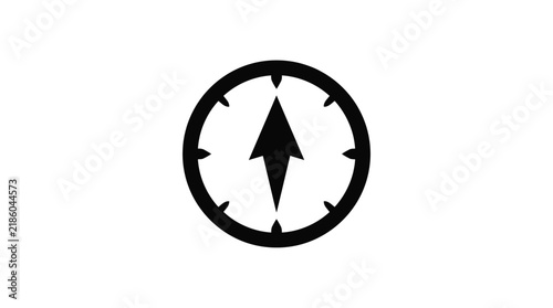 Compass rose silhouette with directional arrow displayed on transparent background arrow