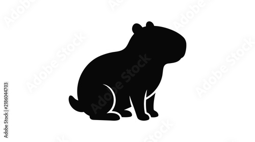 Capybara silhouette on transparent background rodent mammal animal wildlife black monochrome