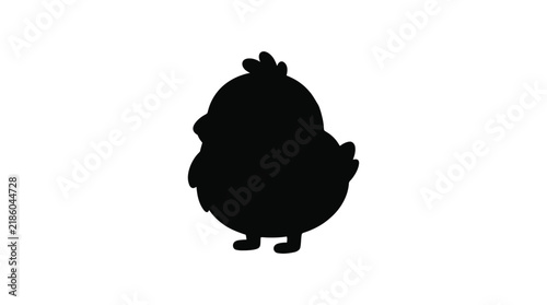 A black chick silhouette stands alone on transparent background chicken poultry