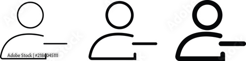 Remove user icon set for delete profile account on isolated transparent background, minimalist vector outline symbol for subtract member minus, clean mobile application user interface element