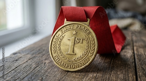 Champion First Place Gold Medal Award for Success and Victory