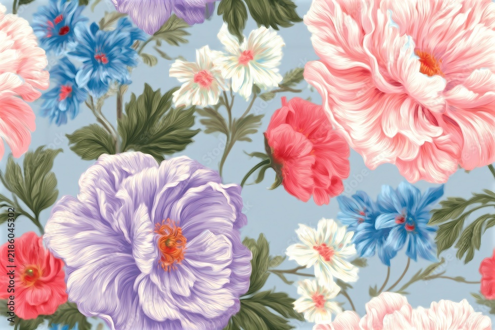 Fototapeta premium Vivid repeating floral background