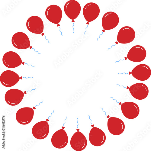 Red balloon frame on transparent background