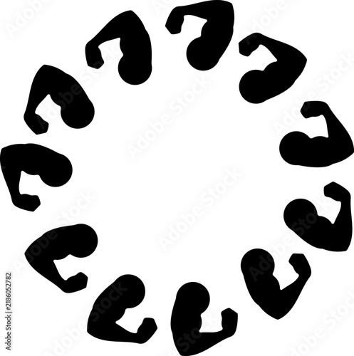 Flexed biceps silhouette frame on transparent background