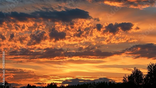 Beautiful Golden Hour Sky with Blue and Yellow Gradient Clouds