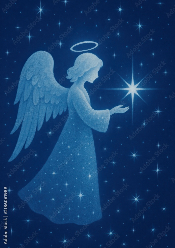 Fototapeta premium Celestial angelic figure with stars.