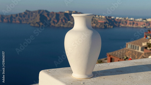White Ceramic Vase Sea View Background