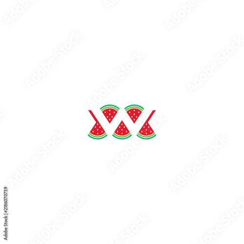 Letter W made of watermelon logo.