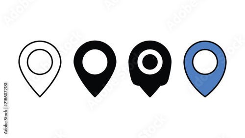 Set of four different map pointer location markers and navigation pins