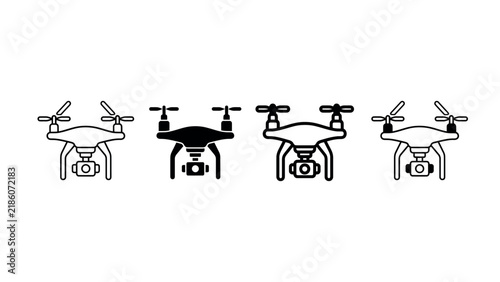 Set of four different modern drone icon designs on white background
