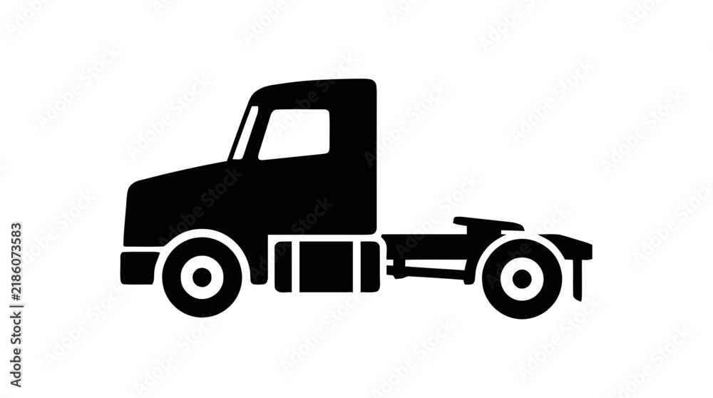 Fototapeta premium Vector illustration of semi truck tractor unit icon on a transparent background