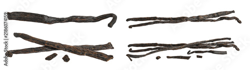 Dried vanilla stick isolated on white background