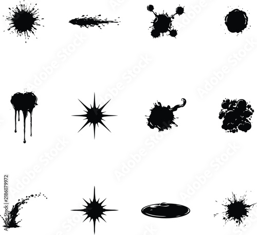 Black abstract ink splatter and explosion designs