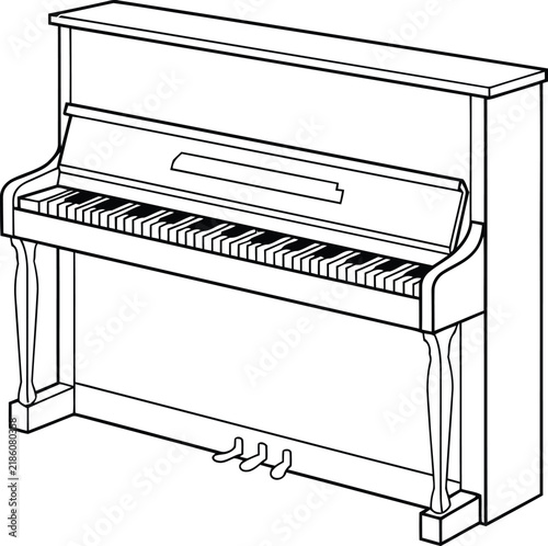 Classic upright piano illustration