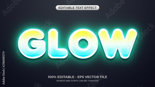 3D bold glowing neon text effect. Editable text glows in the dark