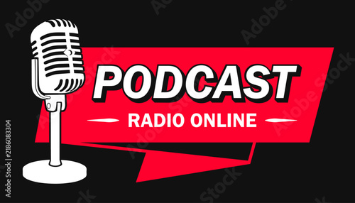 logo text podcast online radio microphone typography editable text effect font style template design