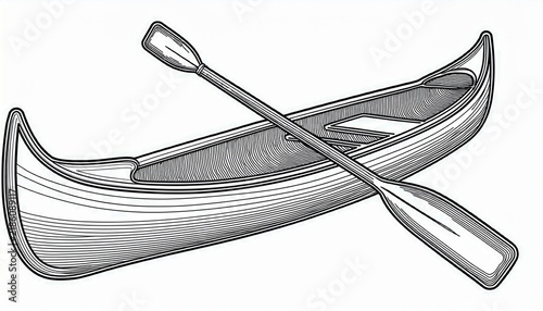 line drawing of a canoe with an oar