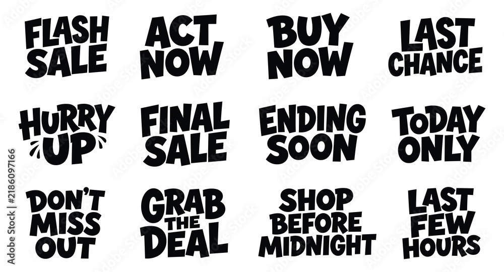 Obraz premium Flash Sale and Promotional Quote Typography Sticker Set