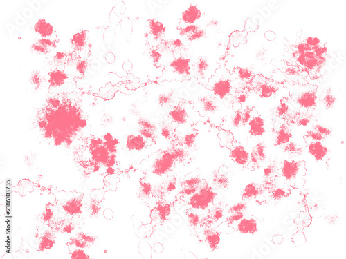 pink/red watercolor-like ink splashes, paint splatters, scattered brush marks dan subtle line textures in white background.
