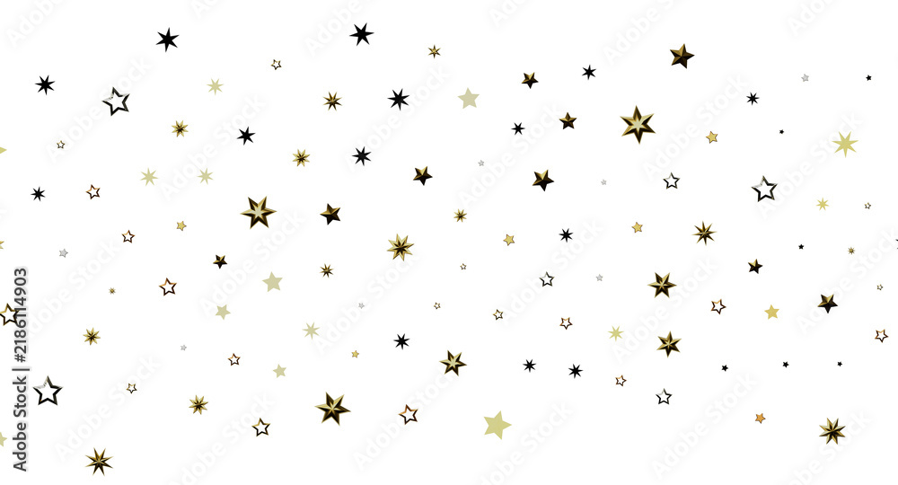Obraz premium Decorative seamless pattern of stars in gold and black hues, perfect for backgrounds, designs, and celebrations. Ideal f