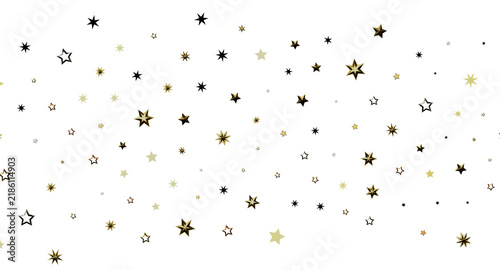 Obraz na płótnie Decorative seamless pattern of stars in gold and black hues, perfect for backgrounds, designs, and celebrations