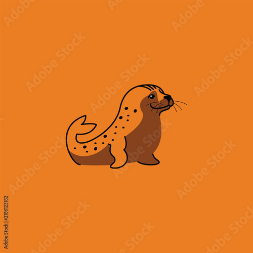 Cute Seal Simple Minimalist Logo Illustration Creative Design Template 