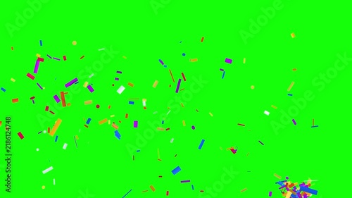 Colorful Confetti Burst and Swirl on Green Screen Chroma Key