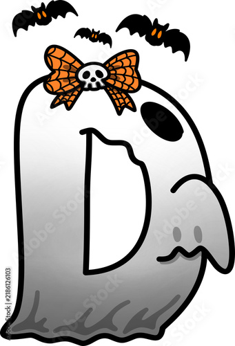 Halloween Spooky Ghost Cartoon Alphabet D Illustration