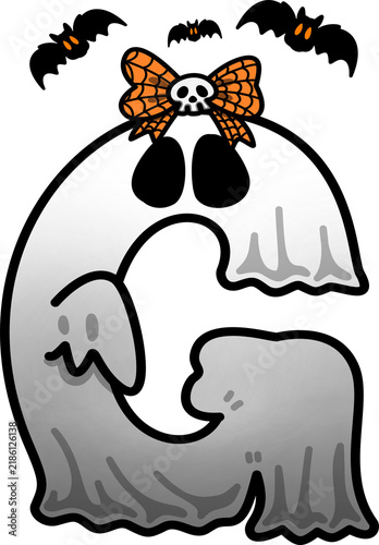 Halloween Spooky Ghost Cartoon Alphabet G Illustration
