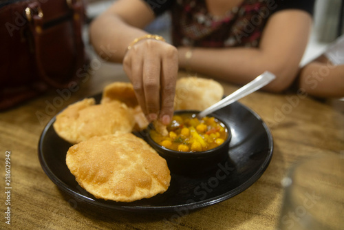Puri with Spiced Chickpea Curry