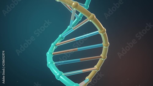 3D Render of Rotating DNA Double Helix Molecule for Genetics and Science Concept