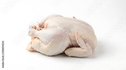 Fresh raw whole chicken isolated on white background.