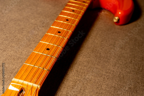 Принти на полотні Close up from a Stratocaster shaped guitar