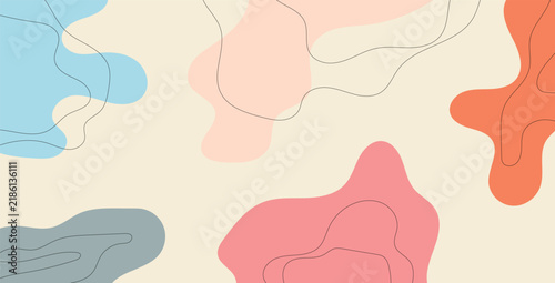 abstract organic fluid shape pattern, pastel color palette, hand drawn line, graphic design element.