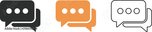 Three variations of speech bubble icons representing communication, chat, and messaging concepts