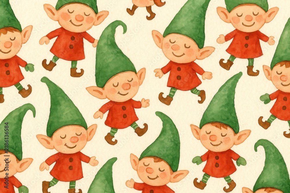 Fototapeta premium Whimsical elves in festive attire