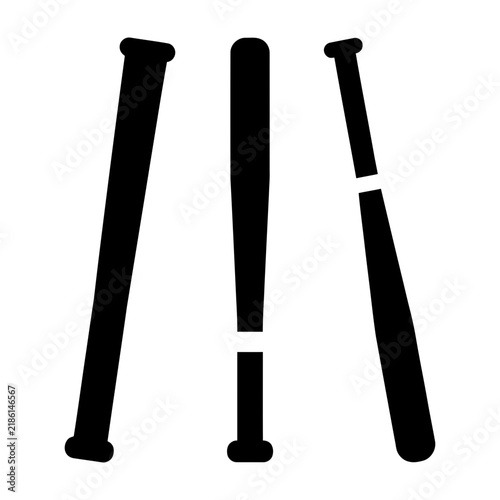 Three black baseball bats on white background sports equipment
