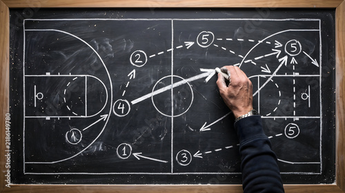 Basketball Coach Drawing Play Strategy