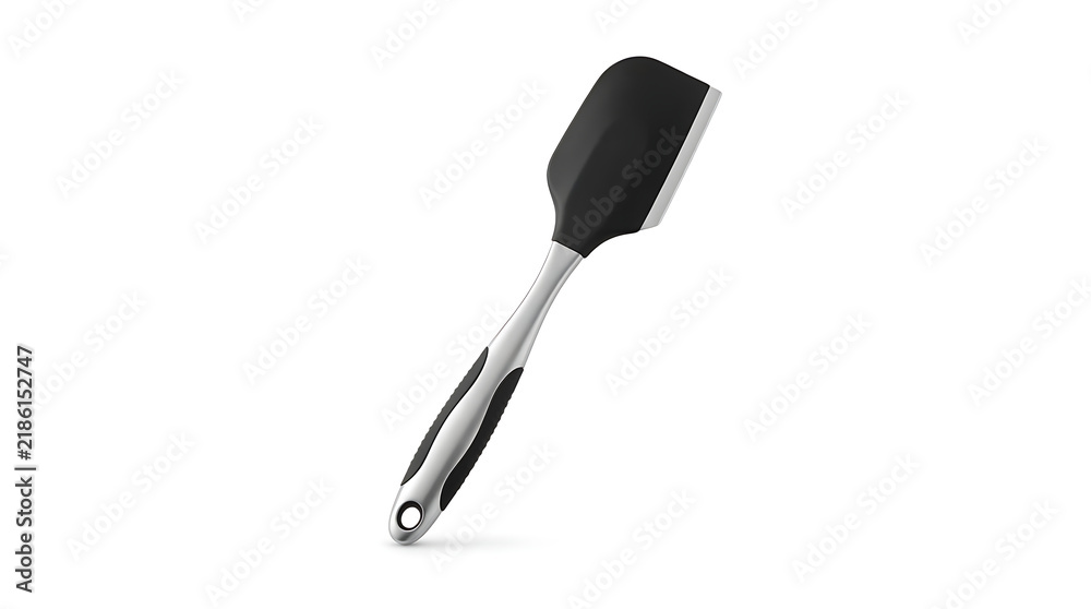 Fototapeta premium Black silicone spatula with metal handle