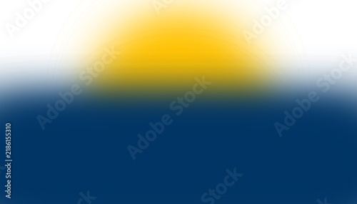 Soft yellow glowing sun over a dark blue horizon with atmospheric abstract gradient